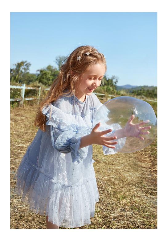 

2020 summer new fashion mesh dress girls princess dress ws1595, White