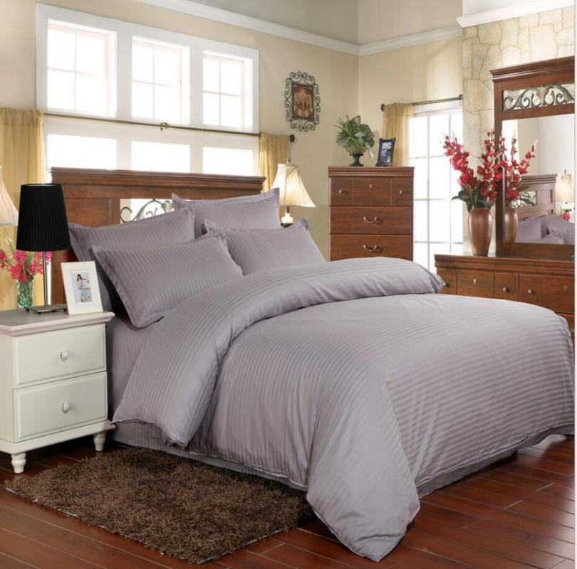 

Gray Stripes Hotel Bedding Set 100%Cotton Bedspreads Linen Duvet Cover Set Fitted Sheet Pillowcases 3/4pcs Bedclothes bed cover