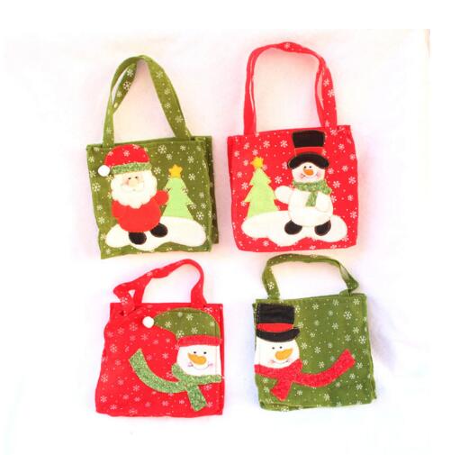 

4pcs/lot Christmas square gift bag with snowman Santa Claus Candy bag Christmas decoration four style to choose