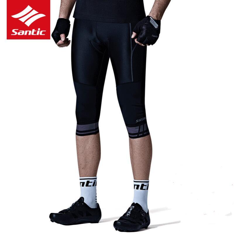 

Santic New cycling shorts Men' Summer 3/4 cycling shorts mtb Riding Bike Short Pants Breathable Cushion 4D Coolmax Pad, Black