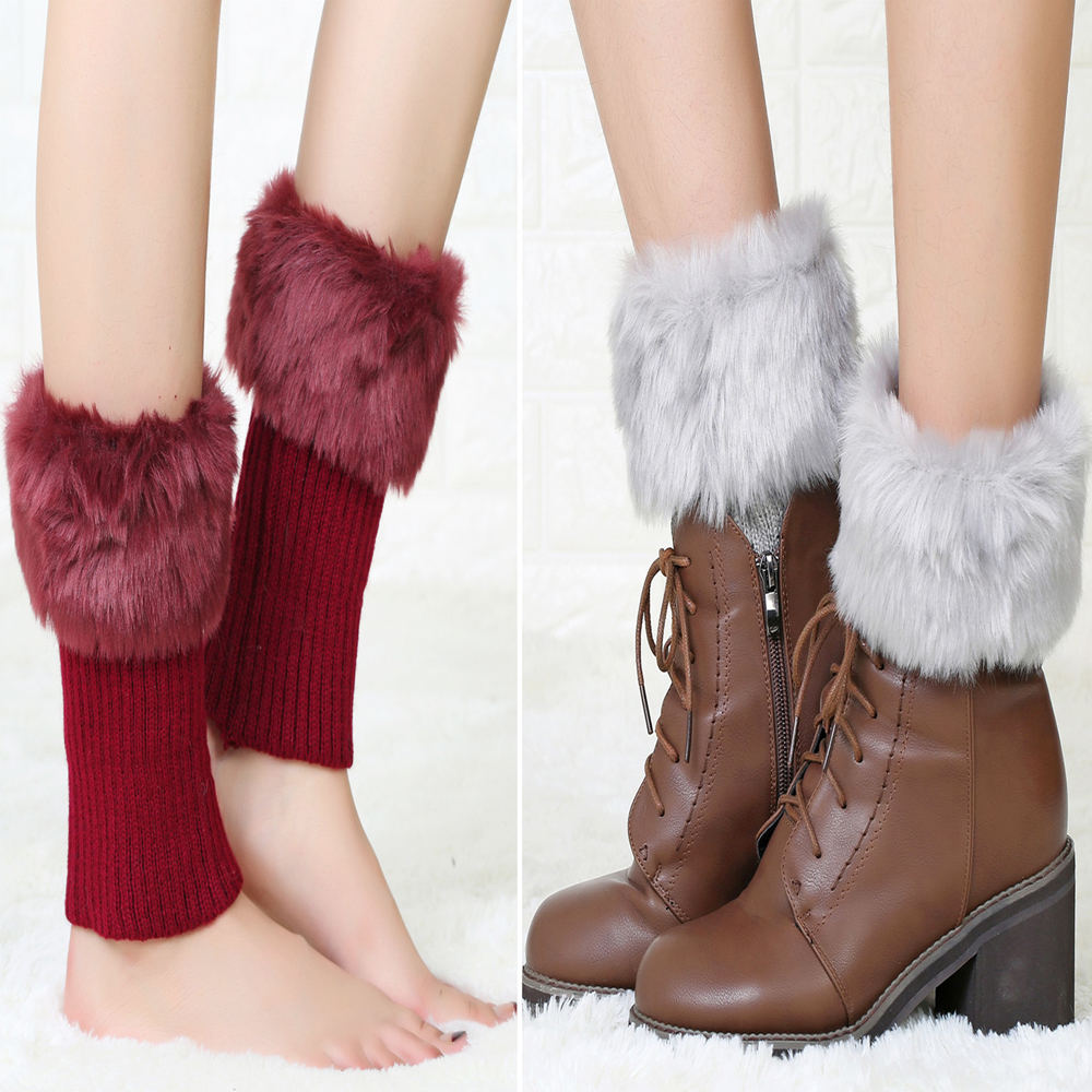

1 Pair Fashion Women Short Crochet Boot Cuffs Knitted Boot Socks Winter Black White Ladies Knit Warm Leg, Brown