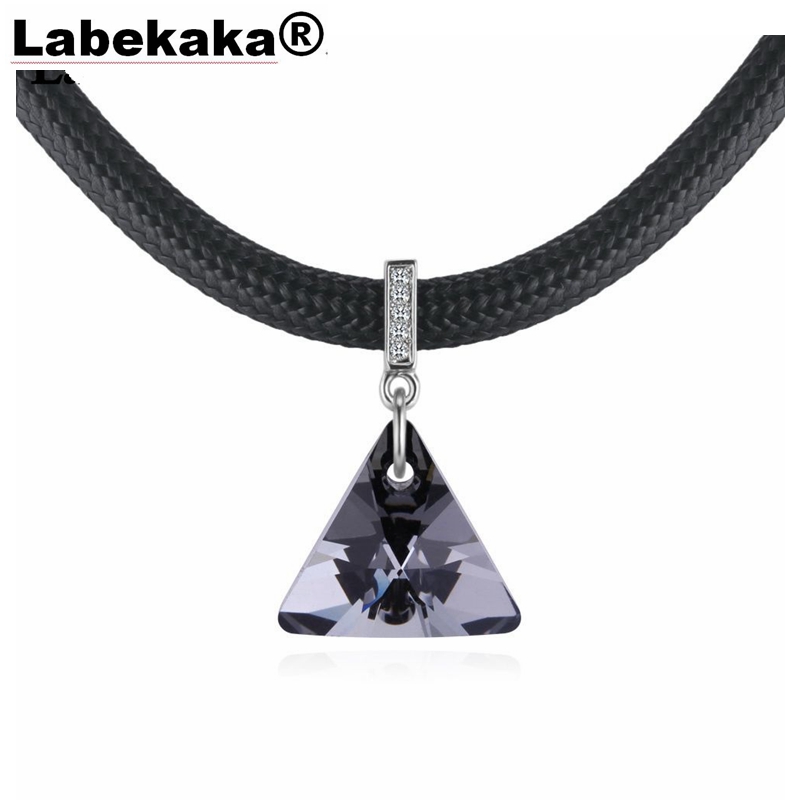 

Labekaka Classic Leather rope Chokers Necklace embellished with Crystal from Hot Sale Fashion Jewelry Unique Party