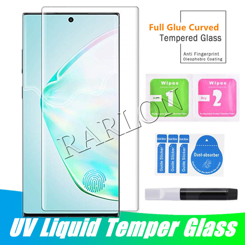 

UV Full Glue Case Friendly Tempered Glass Screen Protector For Samsung S21 Ultra Note 20 8 9 S20 Plus S10 S9 S8 S7edge Huawei Mate 40 Pro