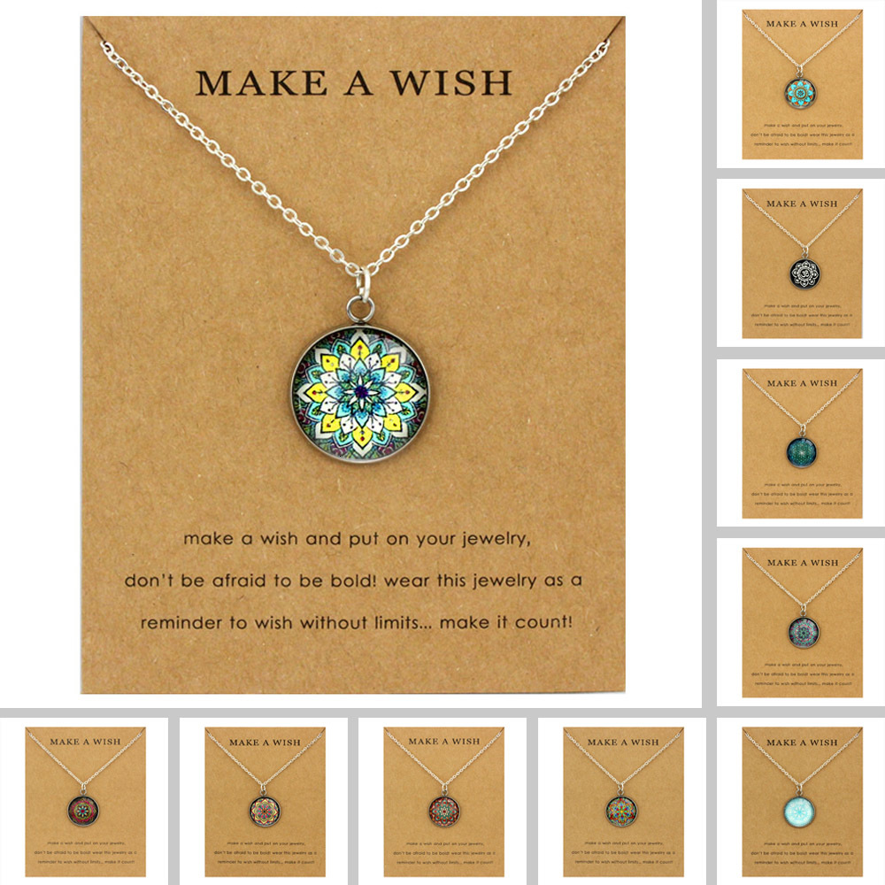 Necklace for Men Steampunk Necklace Mandala Necklaces Chakra Pendant Om Jewelry For Women Glass Cabochon Pendants Zen Gifts Jewellery