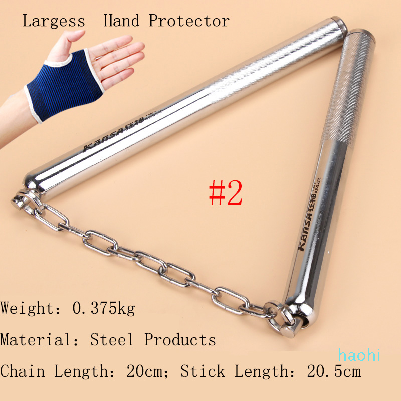 

Wholesale- Nunchakus Rope Steel Chain Sponge Nunchakus Actual Combat Show Martial Arts Supplies Performance Props All-Steel Two Sticks