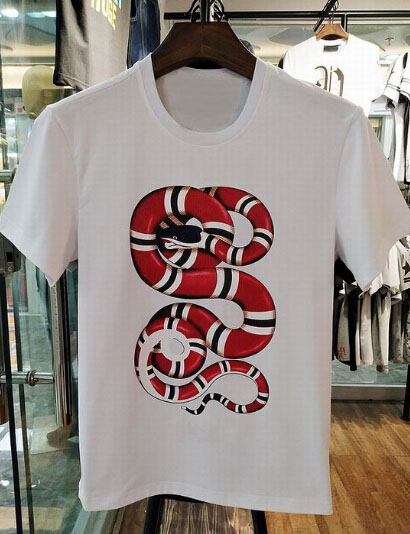 

Fashion Cotton Short Sleeve Men T-shirt Snake Print Italy Design Casual Tshirt Tops Tees Classic Polo Shirts Black White Size M-3XL