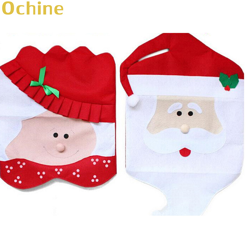 

OCHIEN Christmas Dining Dinner Table Chair Back Cover Decor Sweet New Xmas Santa Claus Chair Cover Decorations For Home