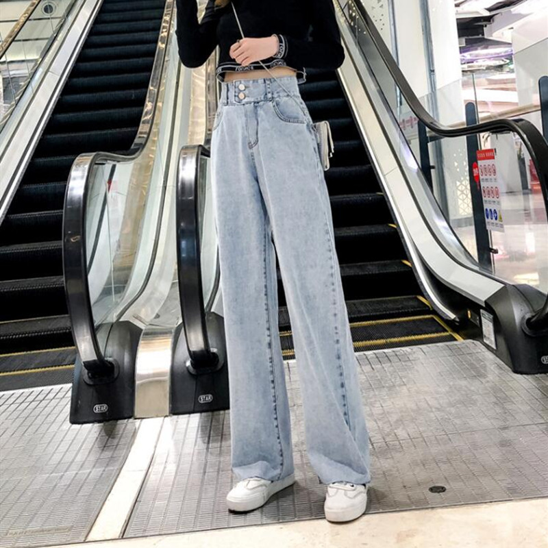 

Woman Jeans High Waist Clothes Wide Leg Denim Clothing Streetwear Vintage Quality 2020 Summer Fashion Harajuku loose Pants, Blue