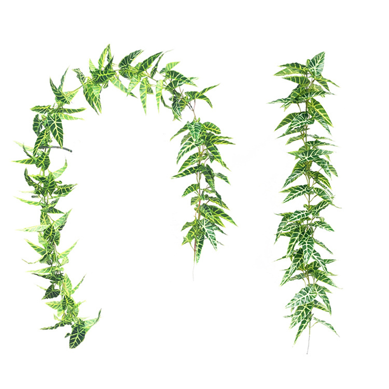 

200cm Tropical Fake Rattan Plastic Plants Long Artificial Vine Wall Hanging Ivy Real Touch Leaves Strip For Garden Home Decor, 100cm