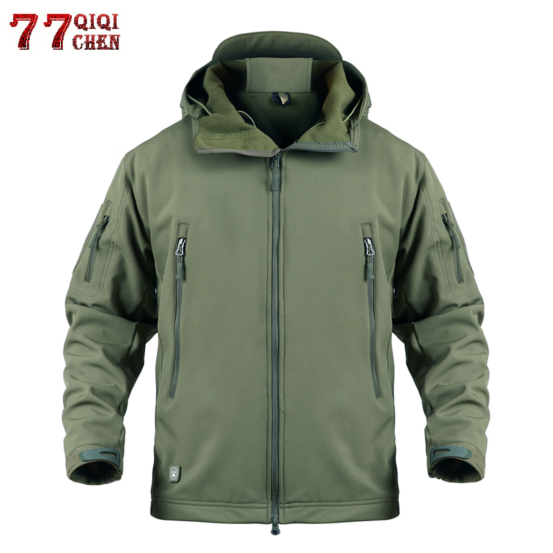 

Waterproof Windproof Soft Shell Tactical Jackets Mens Windbreaker Plus Size 5XL Military Camouflage Fleece Jacket Coat Men LY191206, Bionic camouflage
