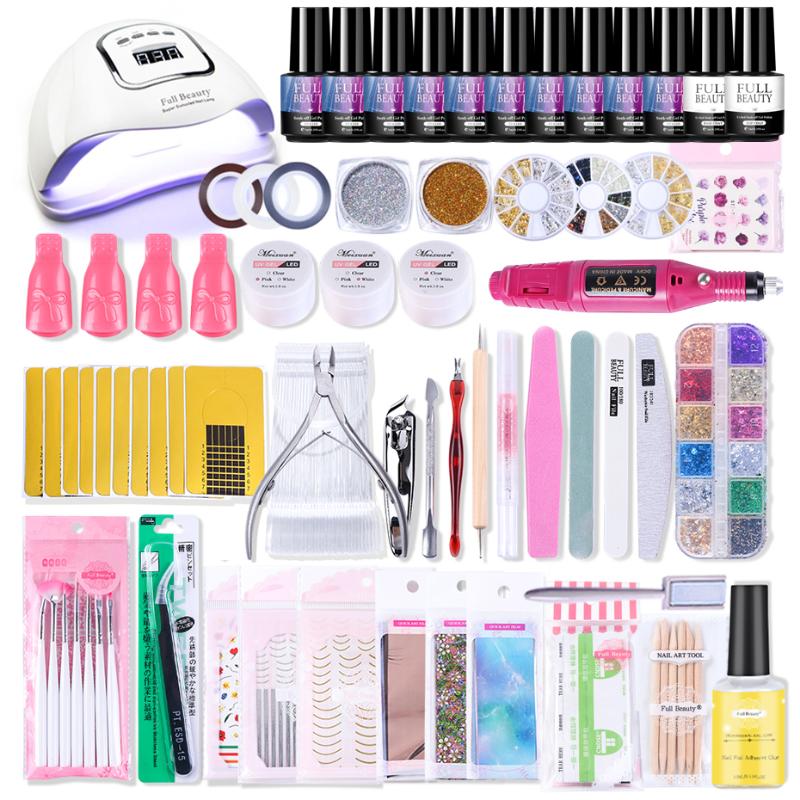 

Nail Set Manicure UV Led Lamp Dryer Gel Polish Varnish Starry Sky Foil Sticker Electric Kit Glitter Flake Drill Nail Tool SA1582