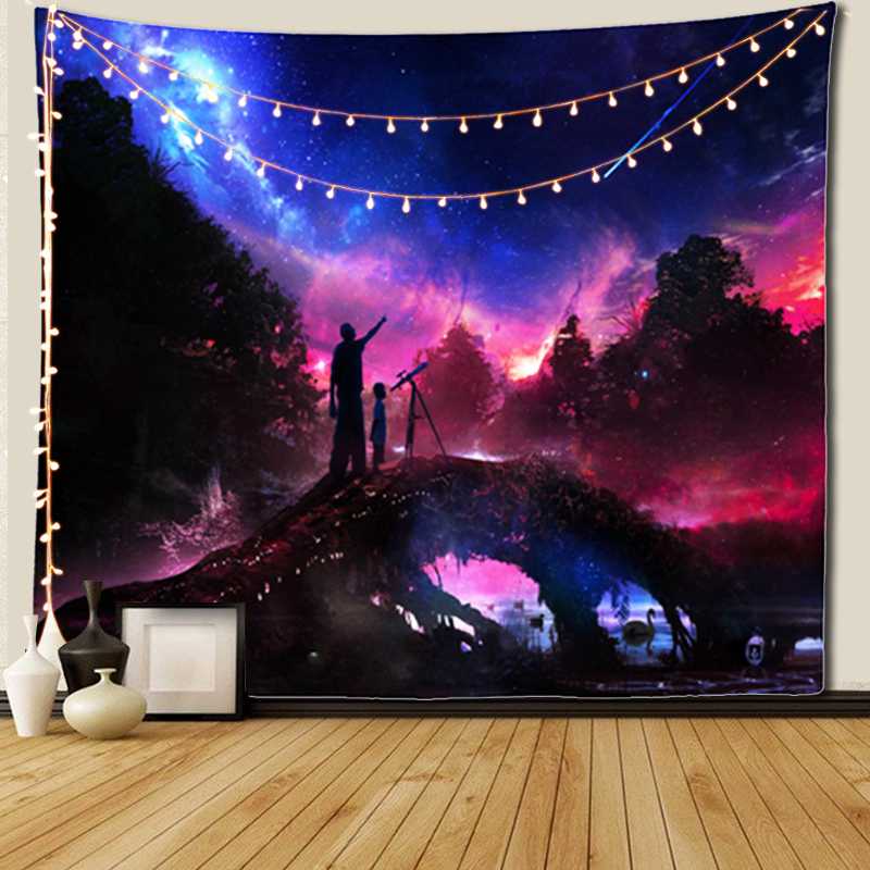 

Night Starry Sky Wall Tapestry Cloth Meteor Printing Hanging Picture Tablecloth Beach Towel Wall Decoration Polyester Bedspread