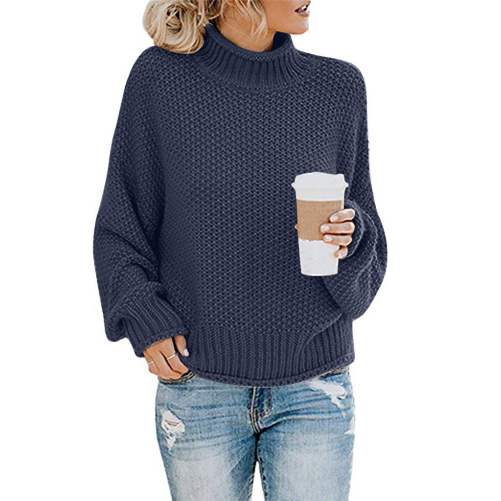

Womens Off The Shoulder Sweater Vintage roupas Femininas Warm Polyester Sweaters Clothing Knitted Loose Long Sleeve Pullover, Black