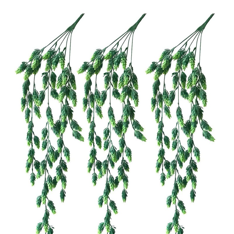 

3Pcs Artificial Flower Hops Vine Garland Plant Fake Hanging Vine Greenery For Indoor Outdoor Front Porch Flower Decor, Green