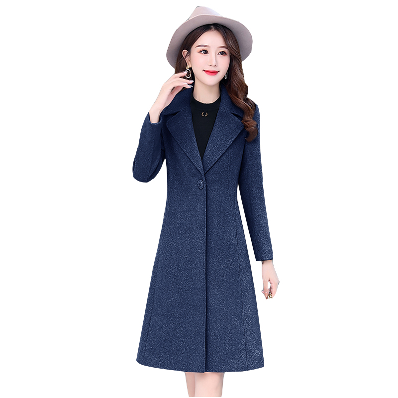

Fine wool coat female medium long 2019 new wave winter woolen lady Korean temperament autumn and winter woolen coats, Gray