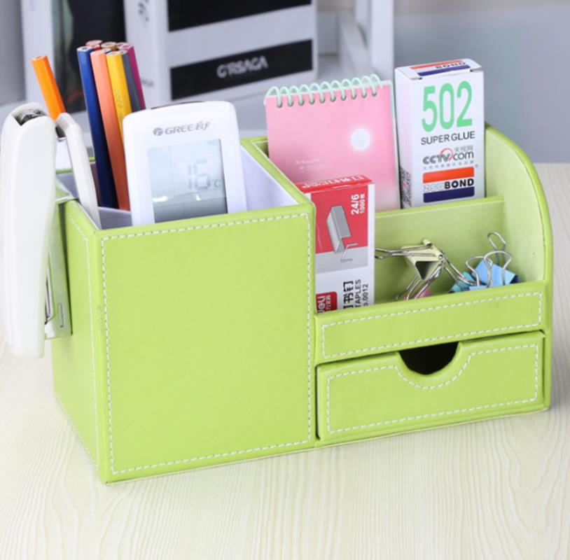 Multifunzione 4 Grid Desktop Pen Holder Office School Storage Case Box Wheat Straw Desk Pencil Organizer Stationery m beige.