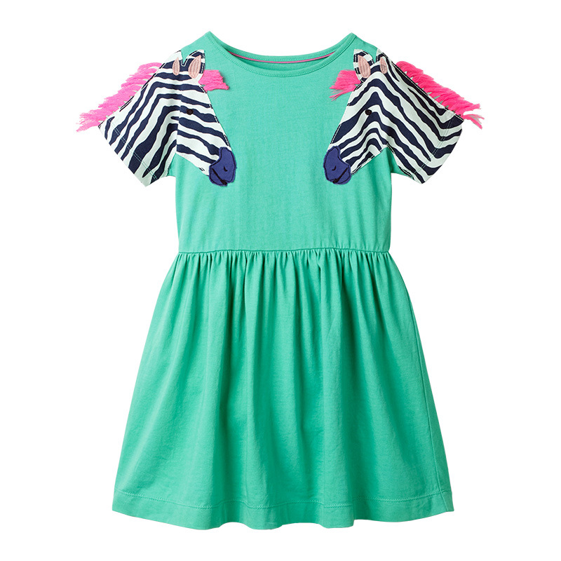 

Baby Girl Dress Zebra Short Sleeves Ins New Summer Cartoon Boutique Cute Dresses Casual 2020 New, Green