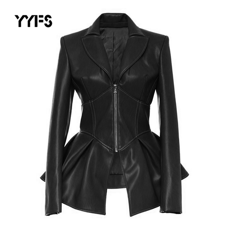 

2020 Gothic faux leather PU Jacket Women Winter Autumn Fashion Motorcycle Jacket Black faux leather coats Outerwear Coat HOT, Brown