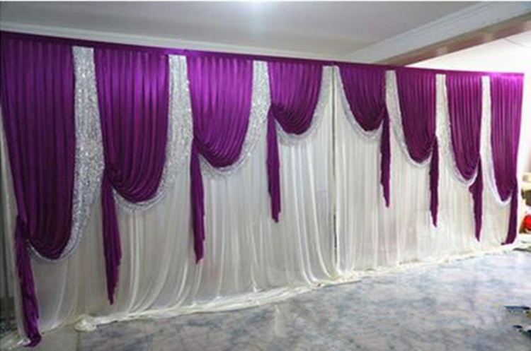 Fast Delivey 3x6m Classic White Wedding Backdrop with Green Beatiful Sequins Swag Wedding Drape and Curtain Wedding decoration-image-454822009