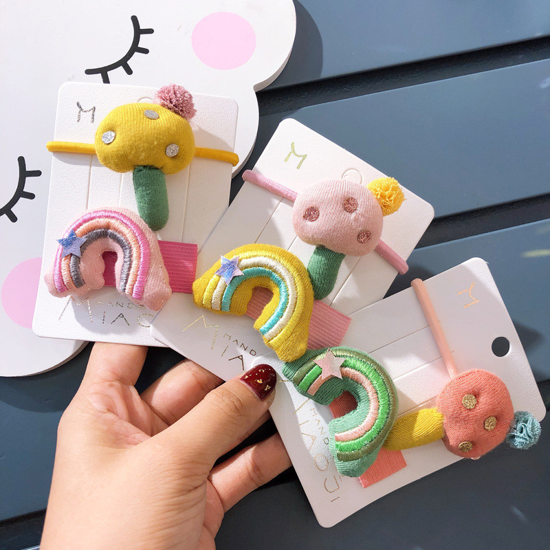 

2020 New Children'S Hair Clip Korean Cute Children'S Hair Clip Rubber Band Hit Color Accessories, A2