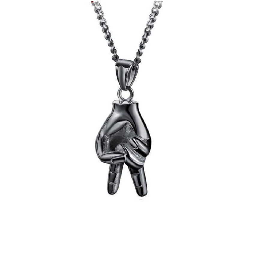 

Men Charm Hip Hop Jewelry Punk Victory Gesture Necklace Fashion Pendant Stainless Steel Chains Design Gold Silver Black Necklaces For Mens