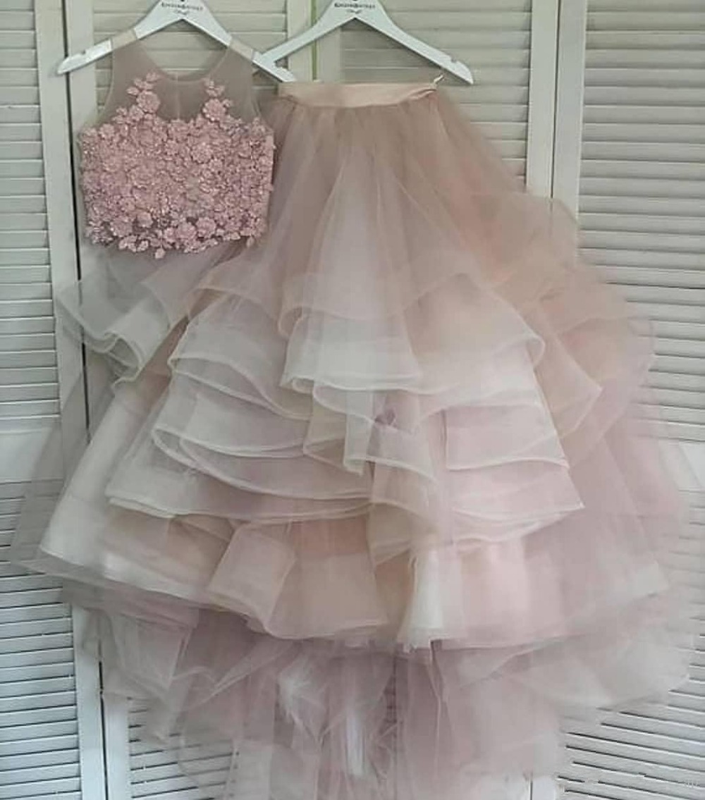 

Lace Beaded Evening Dresses Two Pieces Prom Dresses A-line Cheap Formal Party Second Reception Bridesmaid Gowns, Silver