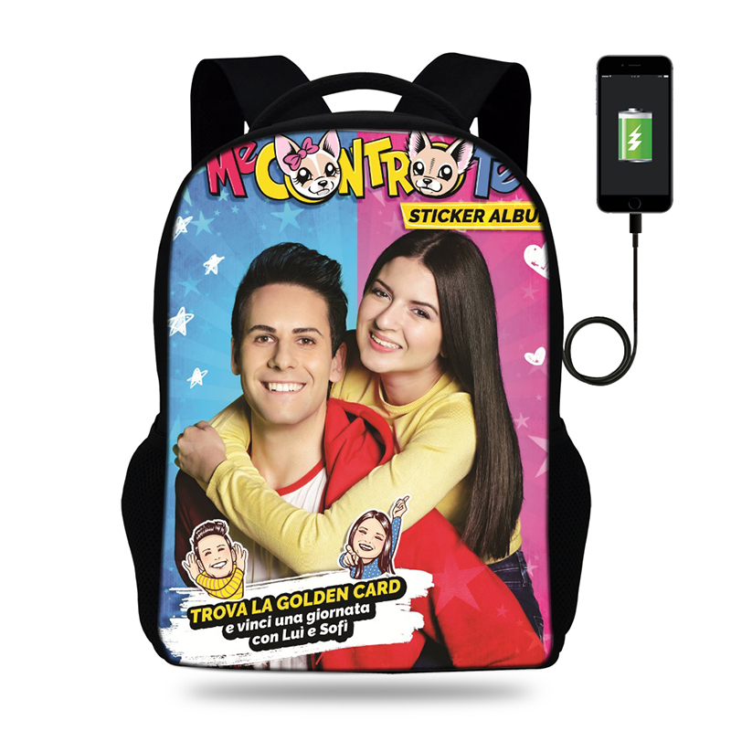

BULEFLYER Me Contro Te Print Backpacks Boys/Girls School Bags Laptop Travel Bags Teenage Notebook Backpack USB Charge Mochila, K8963