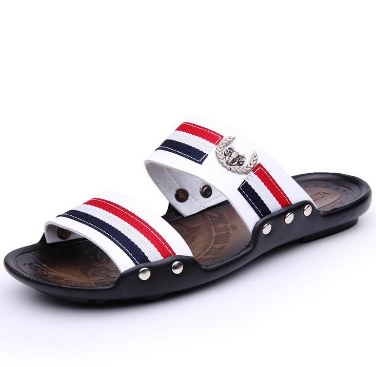 

Hot Sale-Hot New Hot Leisure Beach Fashion Sports Leather Sandals Free Shipping, White
