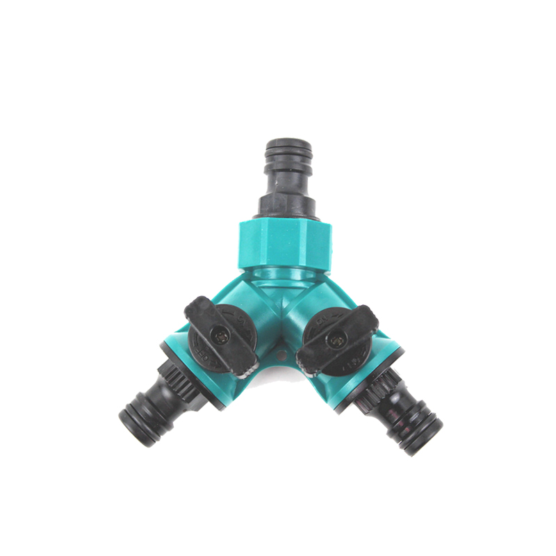 

plastic garden hose y faucet splitter with shut-off,2 valves durable non-corrosive
