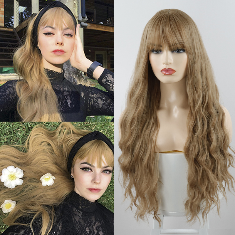 

AZQUEEN Long Ombre Purple Synthetic Wigs Middle Part Water Wave Cosplay Wig For Black Woman Heat Resistant Fibre, 9999