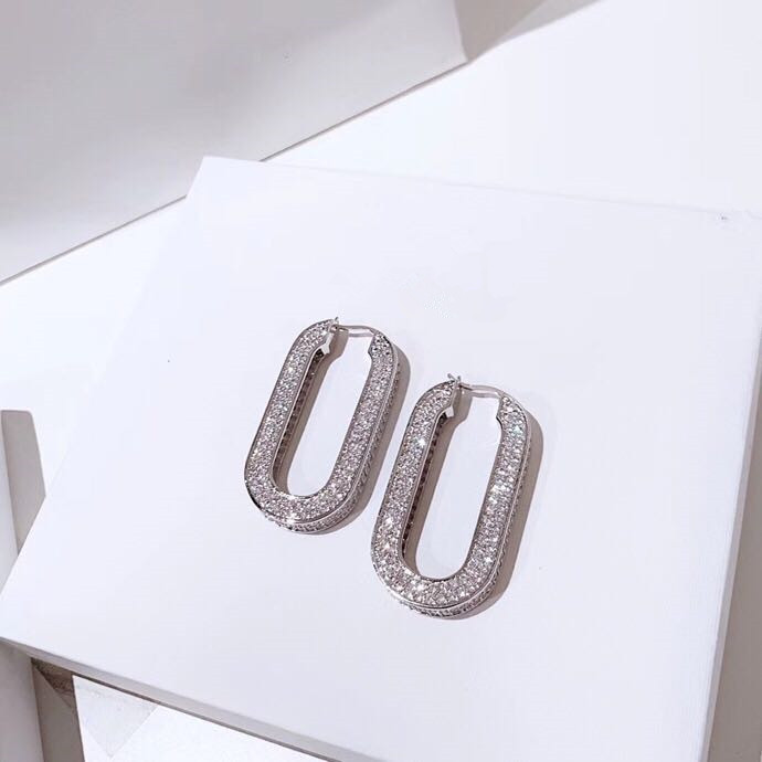 

Wholesale- Classic Designer White Gold Full Crystal Hollow Round Circle Charm Drop Earrings For Women Jewelry, Golden