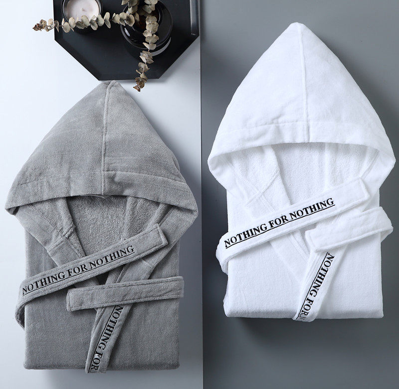 

Hotel Pure Cotton Bathrobe towel material couple long bathrobe Nightgown absorbent quick dry a pair of cotton, Pink