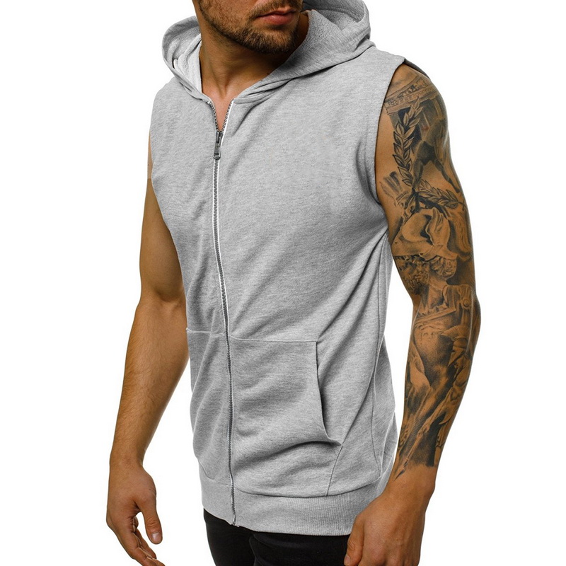 

Mens Slim Fit T Shirt Bodybuilding Summer Sport Vest Top Quality Undershirt Zip Up Tops Workout Singlet Tank Top, 124