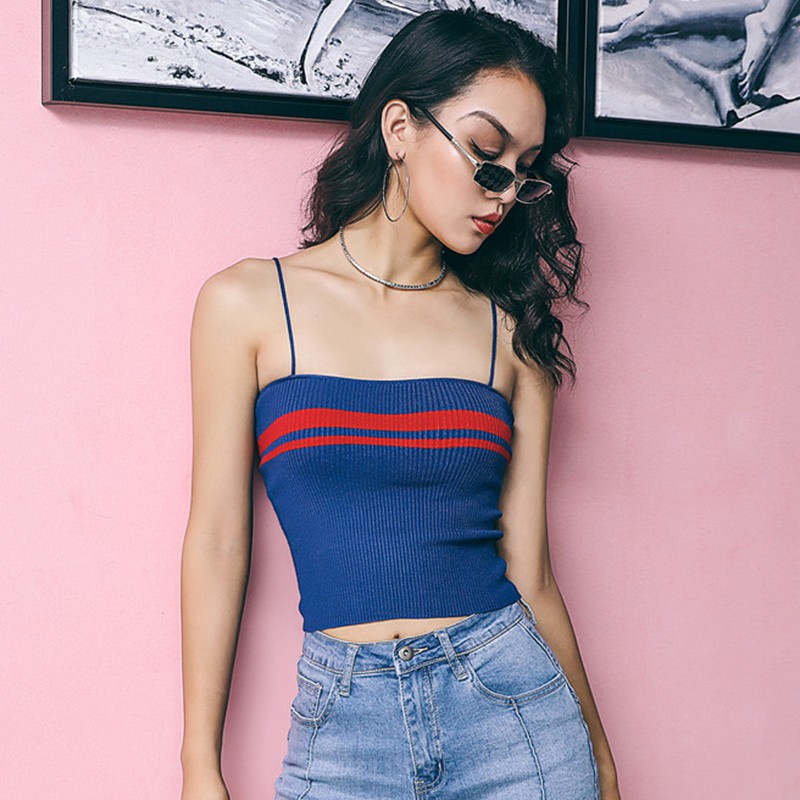 

2020 Women Crop Tank Top Seamless striped Female Crops Tops vest Sexy Lingerie Intimates Summer Camisole Femme Fashion 8 Colors