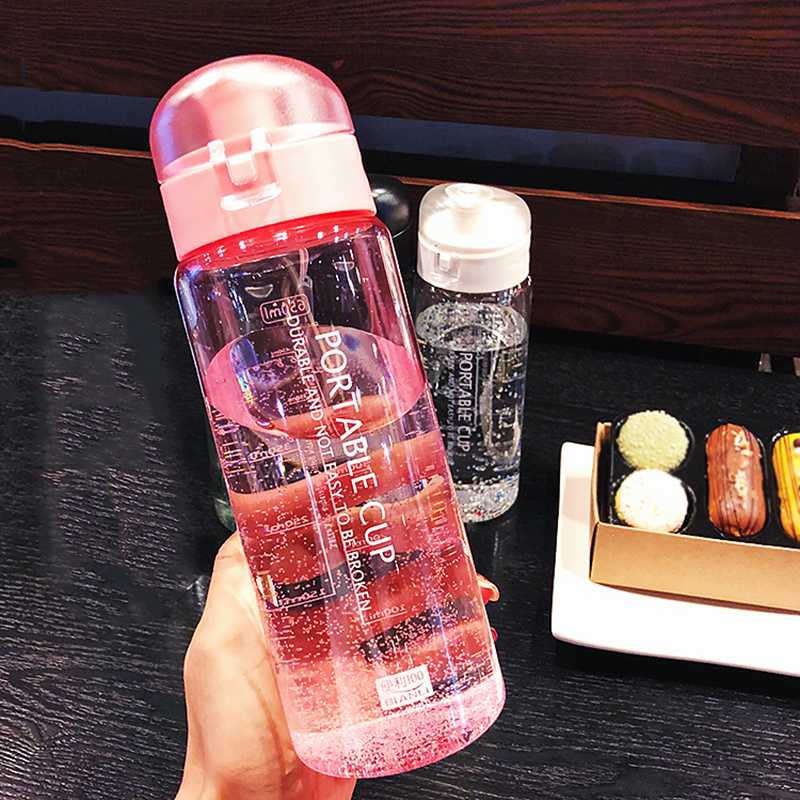 

Water Bottles 650ml Capacity Drinking Water Portable Plastic Shaker Drink Bottle Outdoor Fitness Kettle Summer Leakproof Bottle