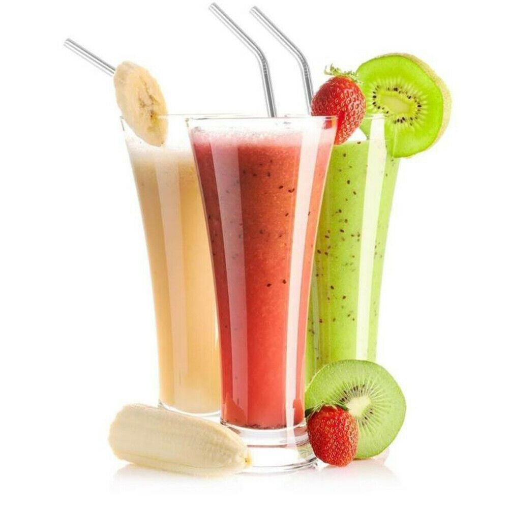 

4Pcs Reusable Stainless Steel Metal Drinking Straw Bar Straws Cleaning Brush Bar Party Accessory