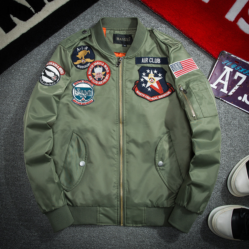 

BJHG Men' Bomber Jacket Casual Pilot Jackets Men Outwear Both Side Wearable Male Coat chaqueta bomber hombre, Black