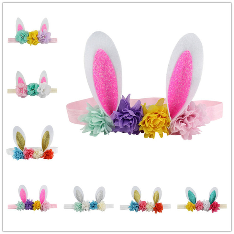 

2020 Easter Headband bunny ears hairband Newborn stretch kids Headbands children hair accessories cute girls wreath party Headress A22101, 1# - 8# to choose;remark colors u need