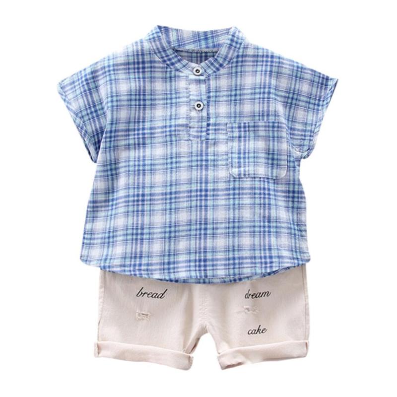 

Summer Babies Plaid Shirt with Shorts Suits