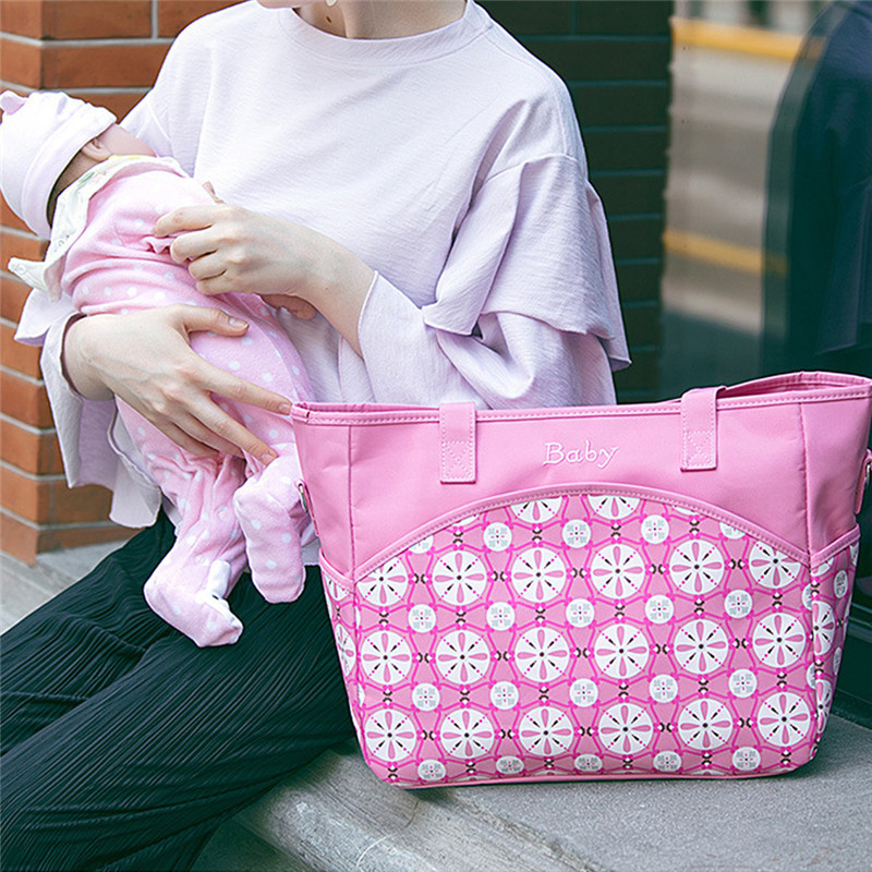 

Multi-function Diaper Bag Large Totes Handbag With Changing Pad For Baby Black Nappy Bags Mother Shoulder Bag Baby Stroller Bags, 03