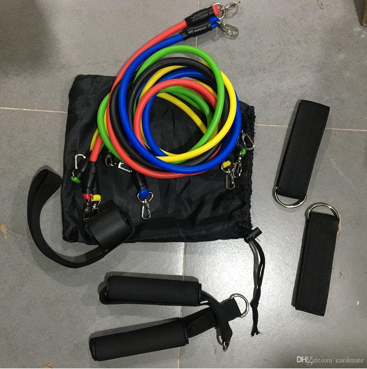 

US stock 11pcs/set Pull Rope Fitness Exercises Resistance Bands Latex Tubes Pedal Excerciser Body Training Workout Elastic Yoga Band