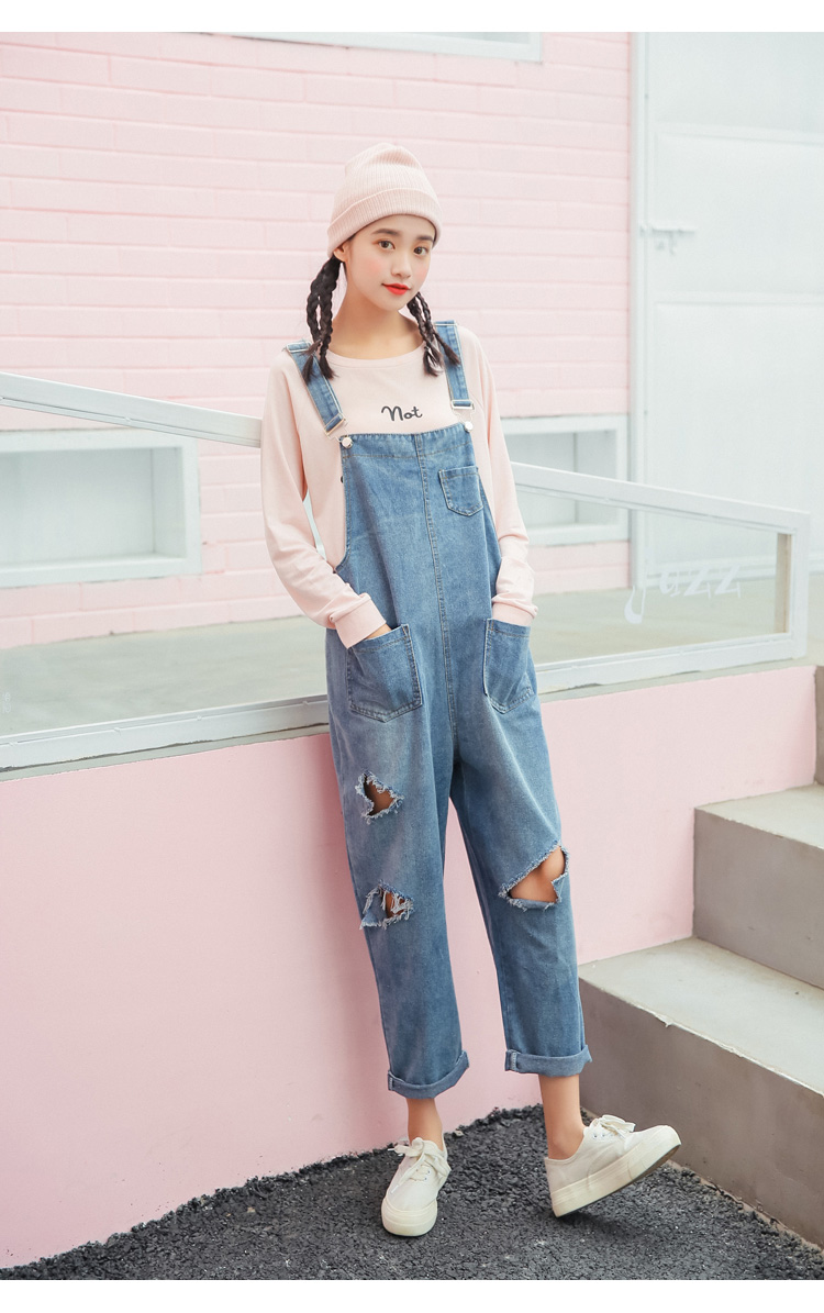 Tianzek Women Autumn Casual Cross Back Skinny Ripped Pants Overalls Jumpsuit Tianzek Women Autumn Casual Cross Back Skinny Ripped Pants Overalls Jumpsuit
