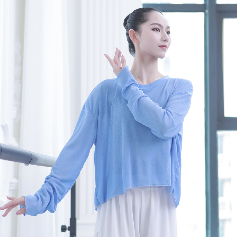 

Adult Sexy Loose Latin Ballet Belly Dance Top Transparent Blouse Shirt Costume for Women Dancing Clothes Dancer Wear Clothing, White