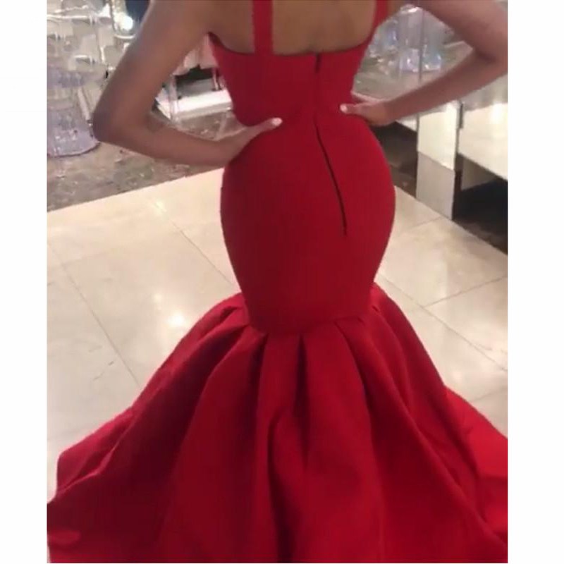 

Red Mermaid Evening Dresses Long Spaghetti Straps Sweetheart Zipper Back Satin Evening Gowns Prom Dress, Royal blue