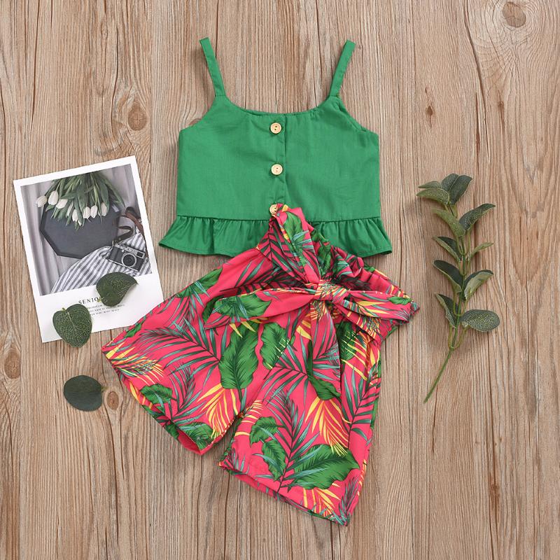 

Sweet Baby Girl Summer Strap Top Shorts Cotton Solid Color Costumes Sets New Korean Style Clothes Suits 2pcs, Yellow