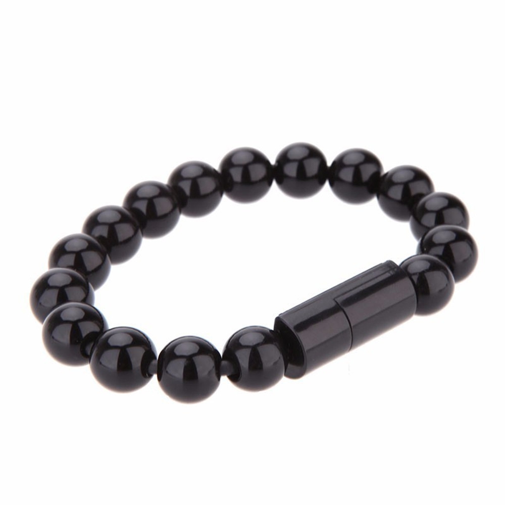 

USB Cable Beads Bracelet Charging Sync Data Phone Charger for Type c, Black