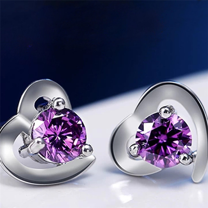 

New Silver Earrings Earrings Temperament Women's Wild Heart Pendant with Zircon Ear Jewelry