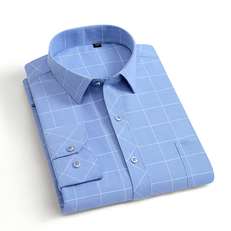 

Spring Autumn Plaid Shirt Men Long Sleeve Shirt Plus Size Men Clothing Business Casual Comfortable Free Ironing 5XL, 309