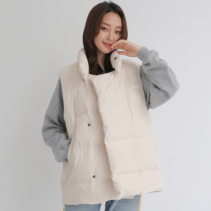 

Loose fit down vests women thickening casual down waistcoat, Black