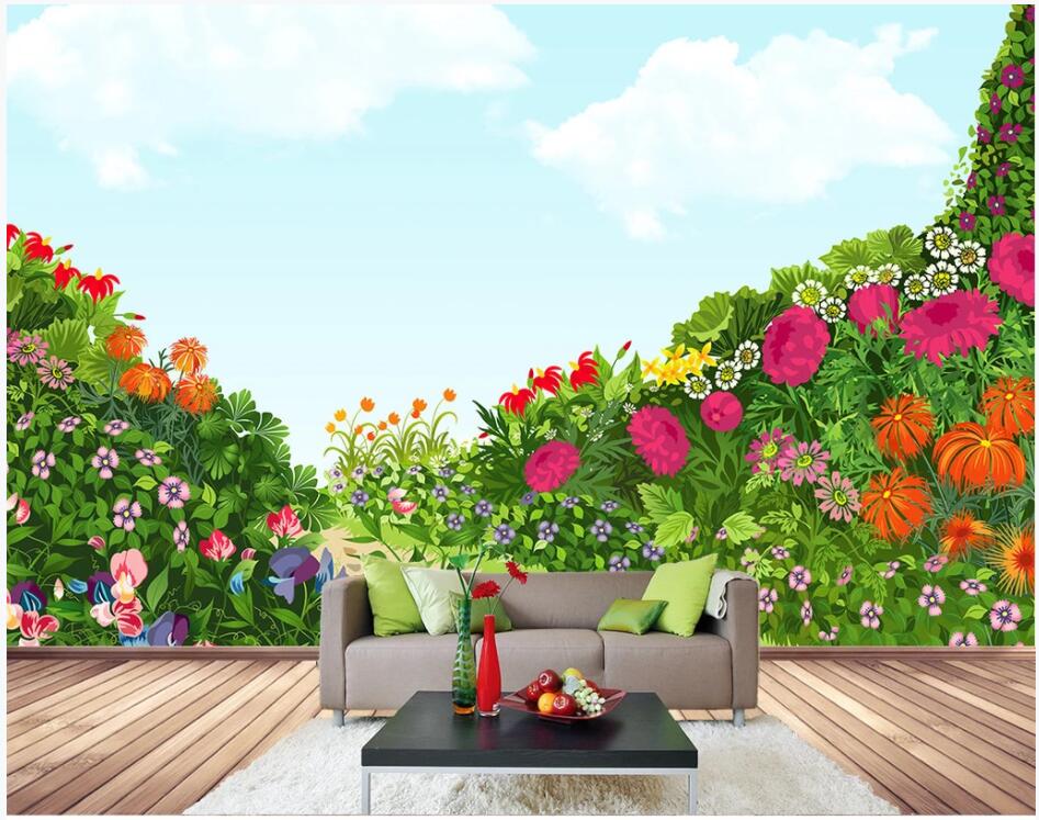 

custom photo 3d wallpaper Hand painted flowers nature landscape background living room home decor 3d wall murals wallpaper for walls 3 d, Non-woven wallpaper